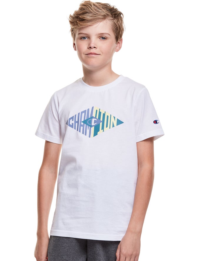 Champion Cotton Diamond Logo - Hvite T-Skjorte Gutt - Norge 856OMWEKZ